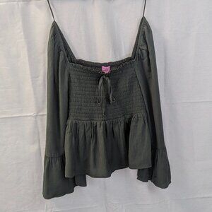 Miami for Francesca Size Medium Off-Shoulder Crop in Olive Green